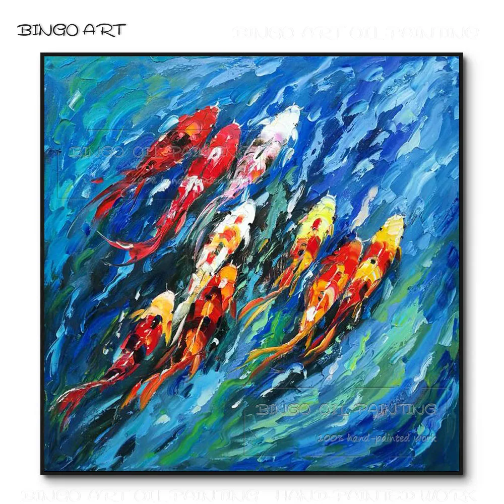 Artist Handmade High Quality Swimming Fishes Oil Painting on Canvas Beauty Fish Carp Swimming Oil Painting for Living Room Decor
Artist Handmade High Quality Swimming Fishes Oil Painting on Canvas Beauty Fish Carp Swimming Oil Painting for Living Room Decor