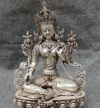 S3937 12" Tibet Silver Buddhism Protect Green Tara Goddess Buddha Statue Brass Joss D0318
S3937 12" Tibet Silver Buddhism Protect Green Tara Goddess Buddha Statue Brass Joss D0318