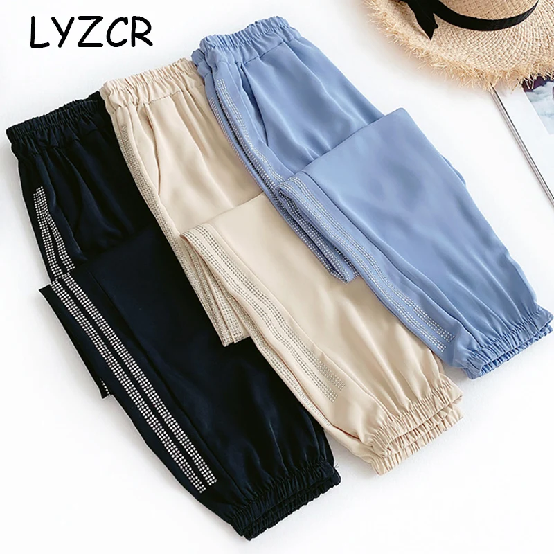 Women Chiffon Sequin Pants Striped Summer Loose Women's Causal Harem Pants For Women Sweatpants Elastic Waist Female Trousers
Women Chiffon Sequin Pants Striped Summer Loose Women's Causal Harem Pants For Women Sweatpants Elastic Waist Female Trousers