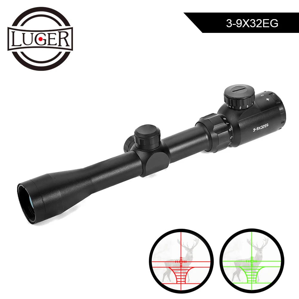 Оптический прицел для охоты LUGER 3 9x32 EG с красной зеленой точкой и подсветкой