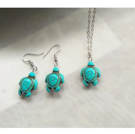 n121 2018 hot sale New Beach jewelry Vintage natural blue stone turtle Pendant necklace earrings Female jewelry set
n121 2018 hot sale New Beach jewelry Vintage natural blue stone turtle Pendant necklace earrings Female jewelry set