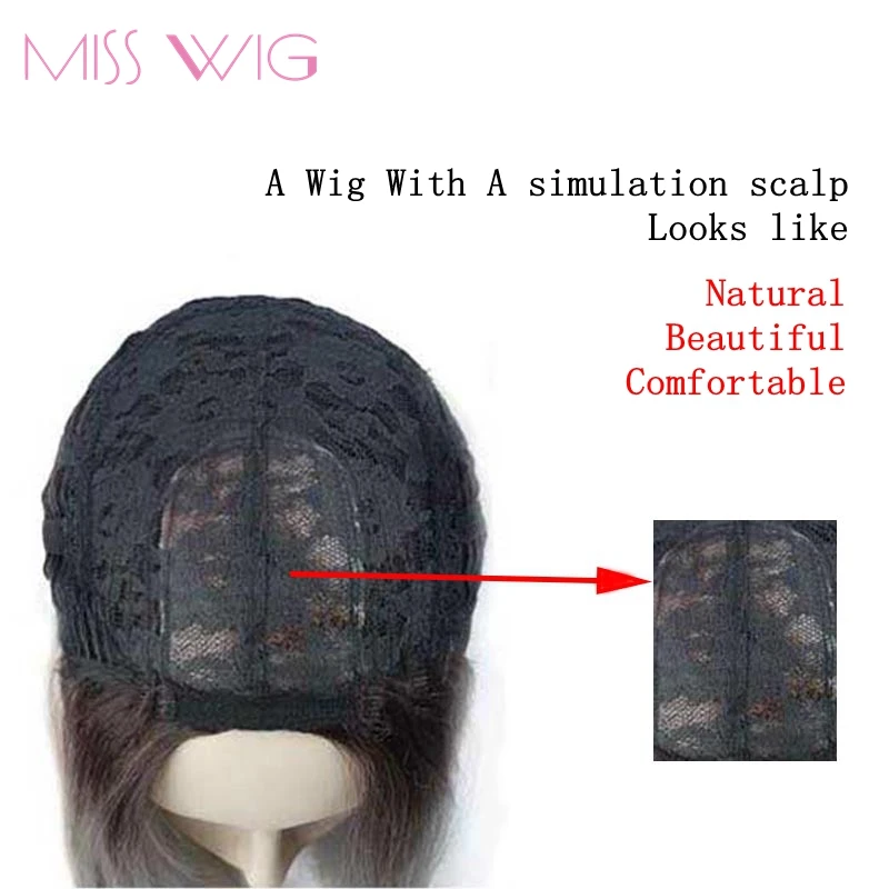 MISS WIG Short Bob Straight Wig Black Ombre Gray Purple Synthetic Fashion None Lace Hair Wigs For Black Women