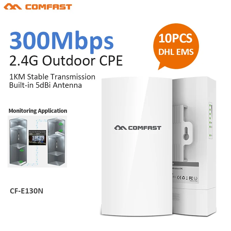 10pc DHL 300Mbps 2.4G Outdoor Access Point 5dbi WI-FI Antenna repeater wireless bridge CPE Nanostation wifi for IP cam CF-E130N
10pc DHL 300Mbps 2.4G Outdoor Access Point 5dbi WI-FI Antenna repeater wireless bridge CPE Nanostation wifi for IP cam CF-E130N