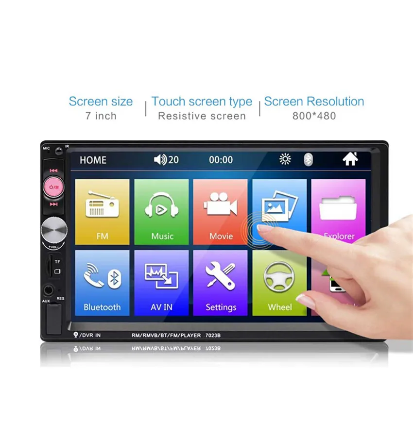 7023B Autoradio 2 Din Car Radio 7" HD Touch Screen auto Audio Stereo Bluetooth MP5 Multimedia Player With TF Card port,USB, AUX
7023B Autoradio 2 Din Car Radio 7" HD Touch Screen auto Audio Stereo Bluetooth MP5 Multimedia Player With TF Card port,USB, AUX