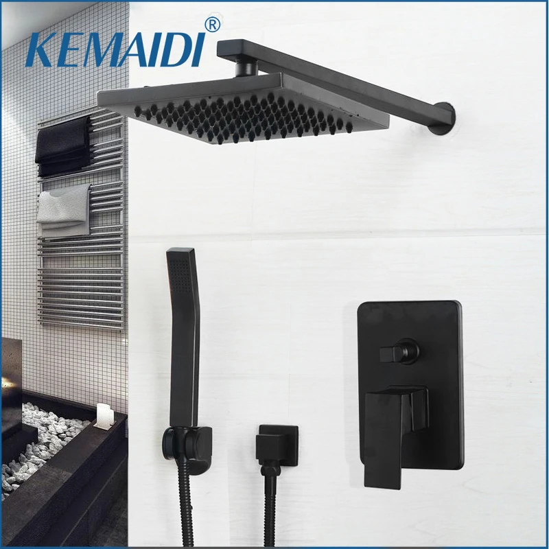 KEMAIDI Bathroom Rainfall shower faucet Luxury Black Wall Mounted Sets 8/10/12 inch Black Finished Head & Hand Shower Sets
KEMAIDI Bathroom Rainfall shower faucet Luxury Black Wall Mounted Sets 8/10/12 inch Black Finished Head & Hand Shower Sets