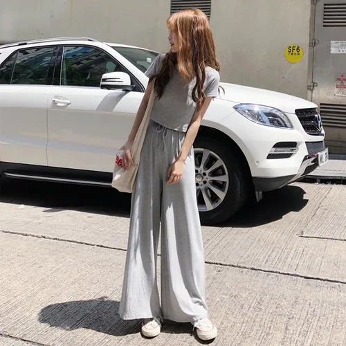Short Sleeve Black Two Piece Set Casual Loose Wide Leg Pants High Waist Womens Outfits Crop Top And Trousers 2piece Set Women
Short Sleeve Black Two Piece Set Casual Loose Wide Leg Pants High Waist Womens Outfits Crop Top And Trousers 2piece Set Women