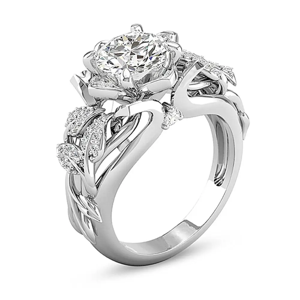 Fashion Women Ring Flower Leaf Micro Inlaid Cubic Zirconia White Gold Color Engagement Cocktail Party Ring Jewelry
Fashion Women Ring Flower Leaf Micro Inlaid Cubic Zirconia White Gold Color Engagement Cocktail Party Ring Jewelry