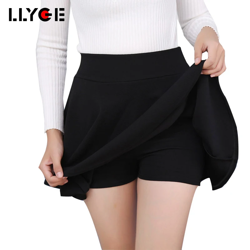 Plus Size 5XL Korean Pleated A line Women's Skirt Solid High Waist Elegant Female Skirts 2020 Spring Summer Fashion Lady Clothes|short