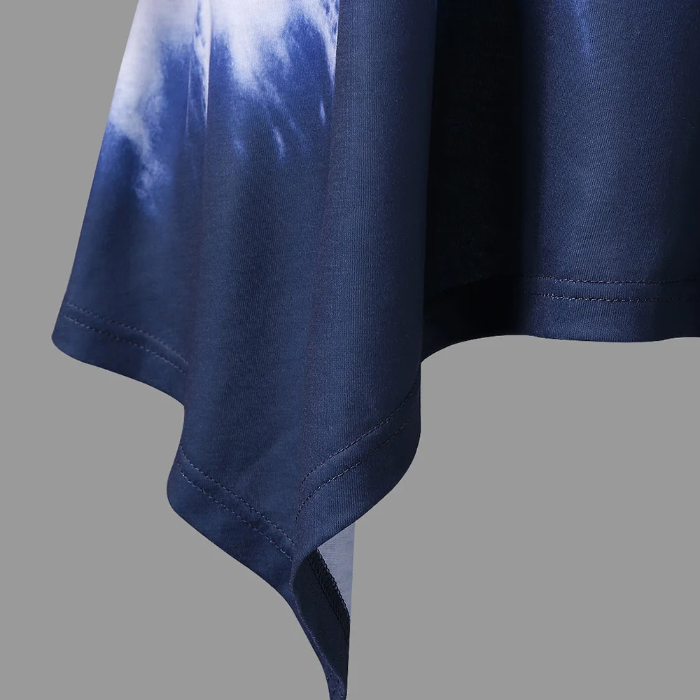 VESTLINDA Women T Shirt Summer Plus Size Ombre Print Asymmetric T-Shirt Causal Round Neck Short Sleeves Tees Big Size T Shirts 11