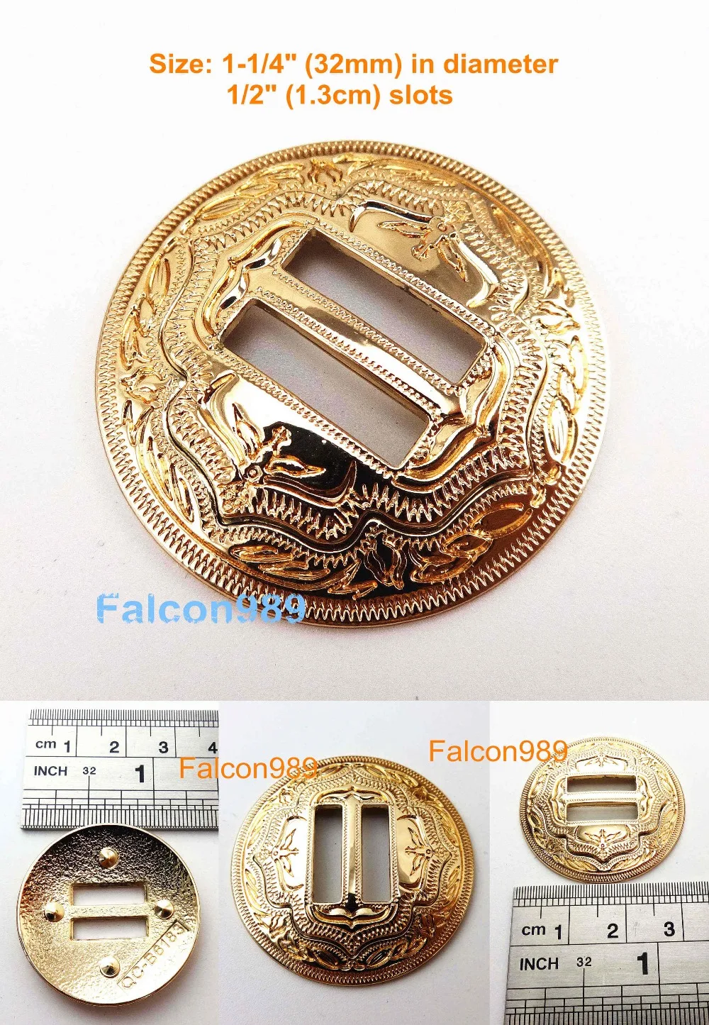 (KBS01) 6pcs Gold Leather Craft 1-1/4" Slotted Concho 2-Tone Saddle Tack Belt Button Tool Set - Sewing Stitch Carve Stamping
(KBS01) 6pcs Gold Leather Craft 1-1/4" Slotted Concho 2-Tone Saddle Tack Belt Button Tool Set - Sewing Stitch Carve Stamping