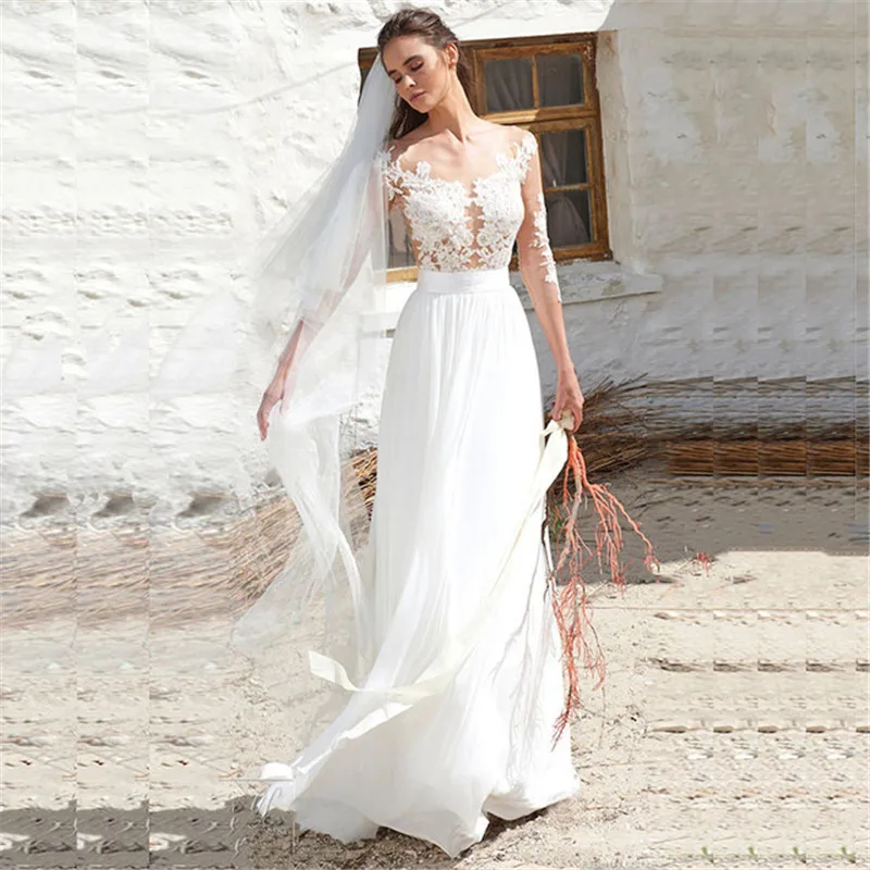 Beach Wedding Dresses Chiffon Sweetheart Lace Appliques Bride Dress White Ivory A line Backless Wedding Gown Vestido De Novia
Beach Wedding Dresses Chiffon Sweetheart Lace Appliques Bride Dress White Ivory A line Backless Wedding Gown Vestido De Novia