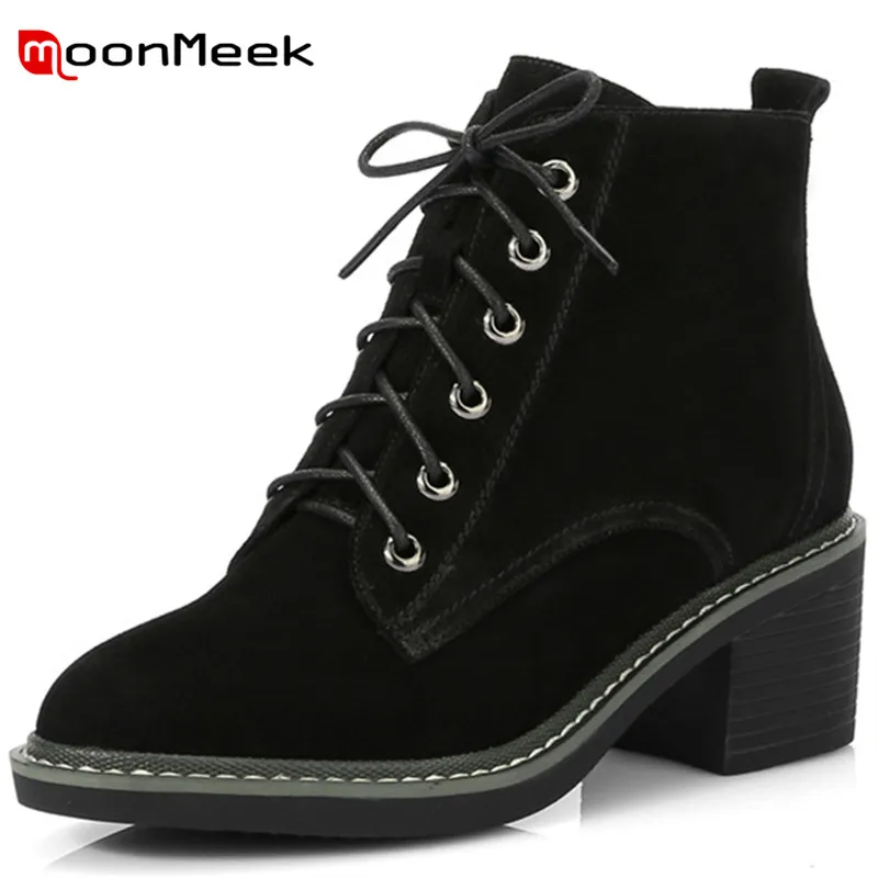 MoonMeek 2020 hot sale women high heels boots new arrive suede leather ladies boots popular round toe ankle boots big size shoes
MoonMeek 2020 hot sale women high heels boots new arrive suede leather ladies boots popular round toe ankle boots big size shoes