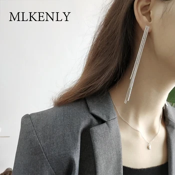 MLKENLY 925 Sterling Silver Pendientes Flecos Women Long Earring CZ Crystals Charm Pendent Snake Chain Tassel Earrings
MLKENLY 925 Sterling Silver Pendientes Flecos Women Long Earring CZ Crystals Charm Pendent Snake Chain Tassel Earrings