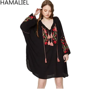 HAMALIEL Bohemian Women Dress 2018 Summer High Quality Black Embroidery Floral Tassel Long Sleeve Casual Loose Beach Mini Dress
HAMALIEL Bohemian Women Dress 2018 Summer High Quality Black Embroidery Floral Tassel Long Sleeve Casual Loose Beach Mini Dress