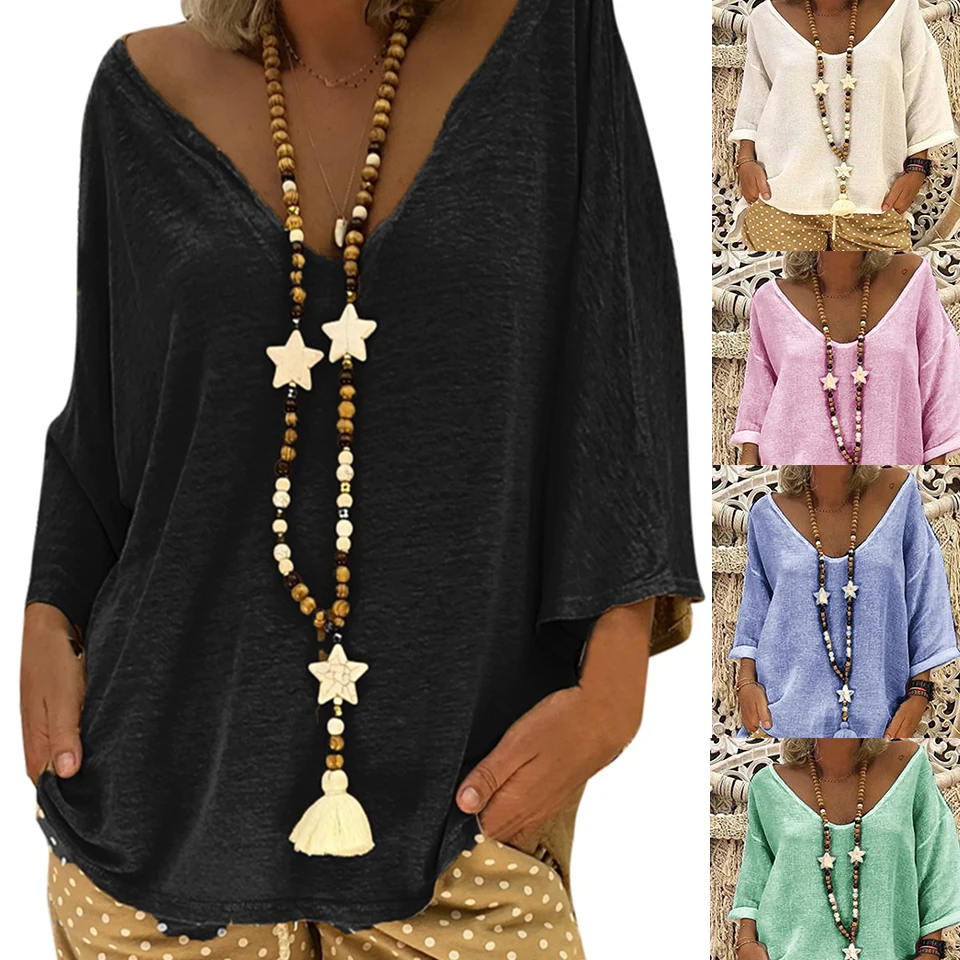Cotton Linen Clothing V Neck T Shirts For Women Vetement Femme 2019 Bat Sleeve Top 5xl Pullover Plus Size Solid Color T Shirt
Cotton Linen Clothing V Neck T Shirts For Women Vetement Femme 2019 Bat Sleeve Top 5xl Pullover Plus Size Solid Color T Shirt