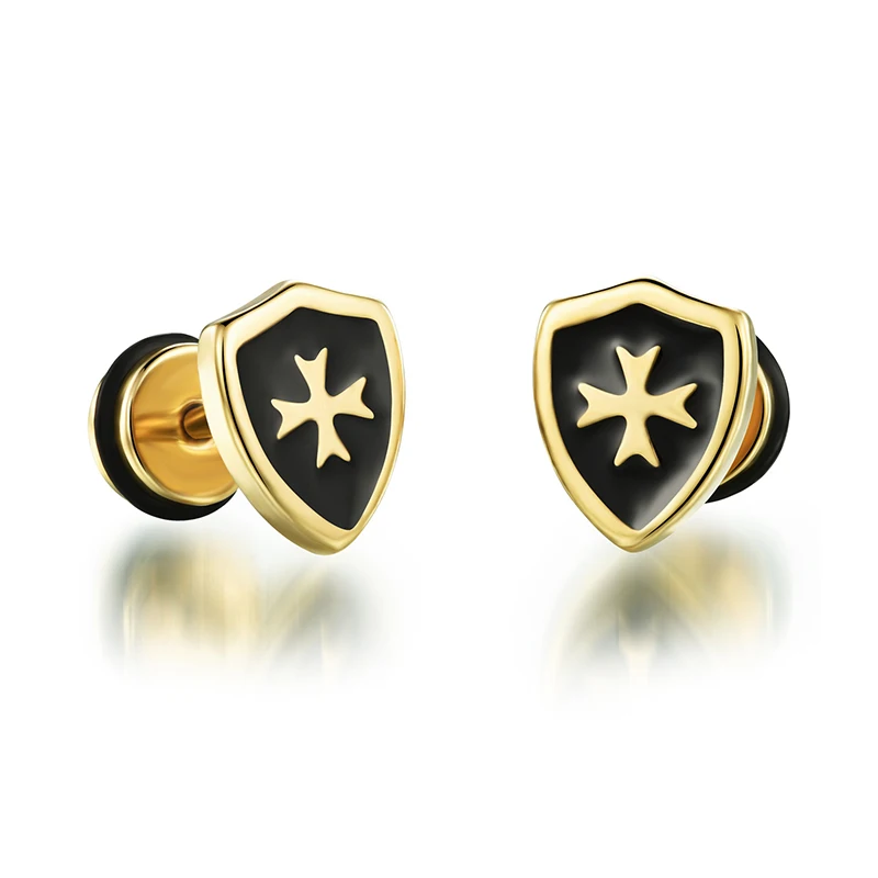 1 Pair Hip Hop Knight Templar Cross Shield Earring Gold Silver 316L Stainless Steel Men Stud Earring Jewelry Drop Shipping
1 Pair Hip Hop Knight Templar Cross Shield Earring Gold Silver 316L Stainless Steel Men Stud Earring Jewelry Drop Shipping