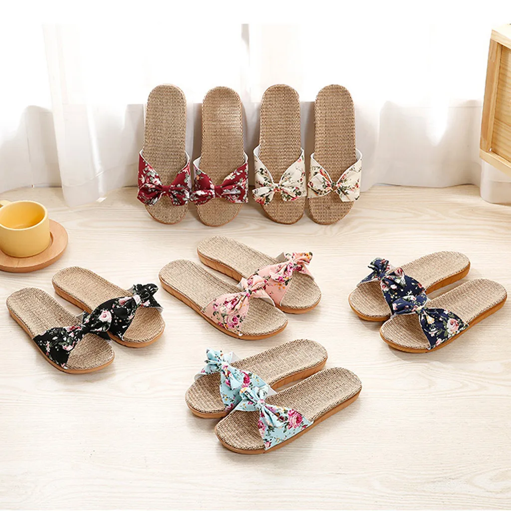 New Women Summer Beach Slippers Breathable Linen Flip Flops Female Casual Flax Slippers Sandals Floral Bow Indoor Shoes
New Women Summer Beach Slippers Breathable Linen Flip Flops Female Casual Flax Slippers Sandals Floral Bow Indoor Shoes