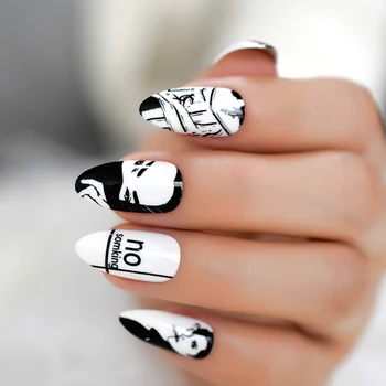 Classic Black White Drawing Stiletto False Nails Designs Medium Long Fake Nail Manicure Artificial Nails Tips Free Glue Sticker
Classic Black White Drawing Stiletto False Nails Designs Medium Long Fake Nail Manicure Artificial Nails Tips Free Glue Sticker