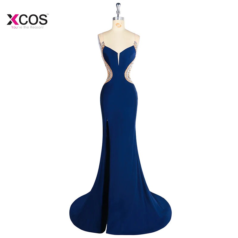 Side Split Long Mermaid Evening Dress 2018 Scalloped Sleeveless Crystal Beaded Club Party Jersey Backless Prom Gown
Side Split Long Mermaid Evening Dress 2018 Scalloped Sleeveless Crystal Beaded Club Party Jersey Backless Prom Gown