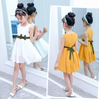 Elegant Summer Girls Sleeveless Pleated Chiffon Dress Korean Preppy Kids Princess Corset Dress With Bowknot Orange White Red
Elegant Summer Girls Sleeveless Pleated Chiffon Dress Korean Preppy Kids Princess Corset Dress With Bowknot Orange White Red