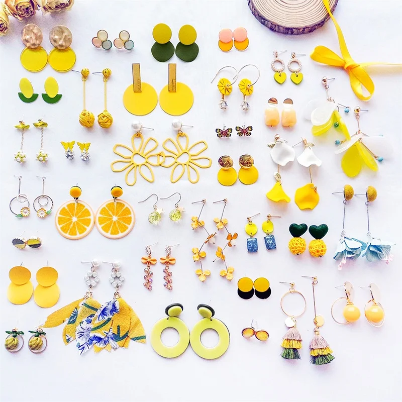 2019 Korean fashion geometric yellow round flower lemon pearl tassel long dangle acrylic earrings for women summer jewelry
2019 Korean fashion geometric yellow round flower lemon pearl tassel long dangle acrylic earrings for women summer jewelry