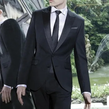 New Style 2020 Groomsmen Peak Satin Lapel Groom Tuxedos Black Men Suits Wedding Best Man suit (Jacket+Pants+Tie+Hankerchief)
New Style 2020 Groomsmen Peak Satin Lapel Groom Tuxedos Black Men Suits Wedding Best Man suit (Jacket+Pants+Tie+Hankerchief)