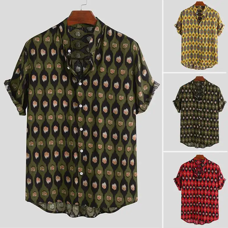 INCERUN 2019 Summer Brand Shirt Print Fashion Men's Short Sleeve Stand Collar Shirt Men's Loose Street Dress Personality Shirt
INCERUN 2019 Summer Brand Shirt Print Fashion Men's Short Sleeve Stand Collar Shirt Men's Loose Street Dress Personality Shirt