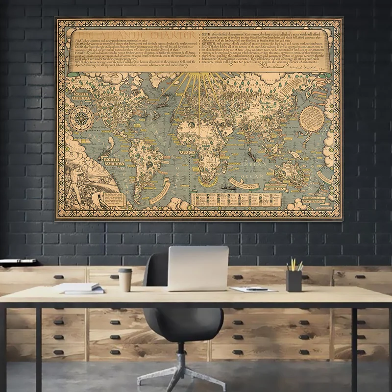 1941 WW2 The Atlantic Charter World HD Map Vintage Canvas Paintings Retro Kraft Posters Wall Stickers Home Decor Family Gift
1941 WW2 The Atlantic Charter World HD Map Vintage Canvas Paintings Retro Kraft Posters Wall Stickers Home Decor Family Gift