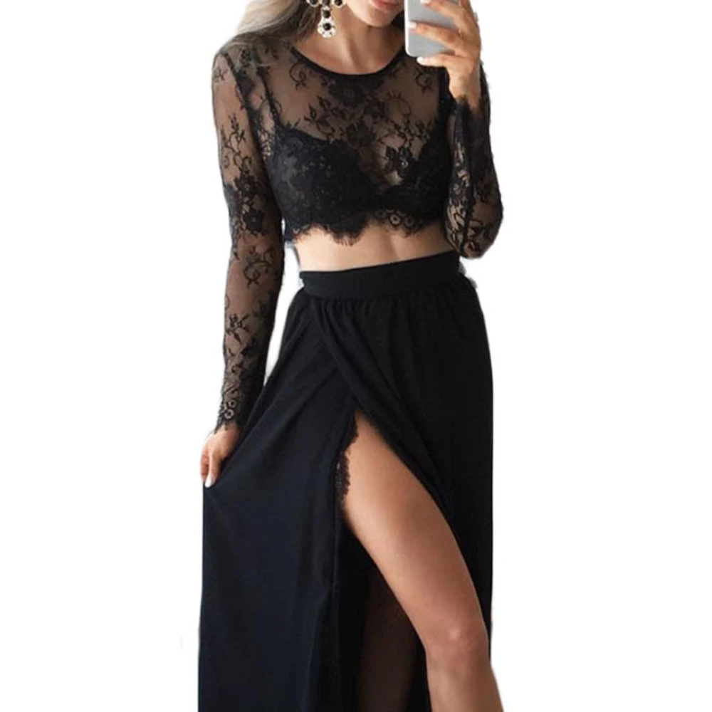 Sexy See Trough Lace Patchwork Cropped Tops Summer Fashion Women's Long Sleeve Black White Lace T-shirt Tops WDC2216
Sexy See Trough Lace Patchwork Cropped Tops Summer Fashion Women's Long Sleeve Black White Lace T-shirt Tops WDC2216
