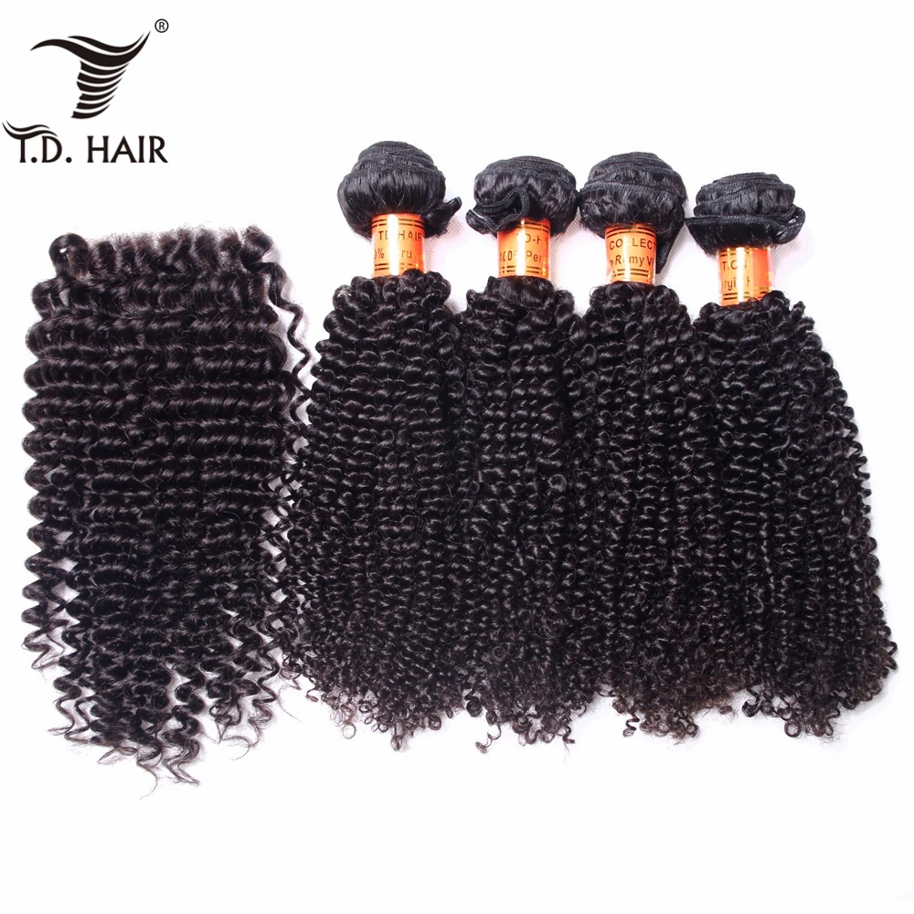 tdhair Peruvian Kinky Curly Bundles With Closure Human Hair Bundles With 4*4 Closure Remy Hair 5PCS/Lot 10-28 inch
tdhair Peruvian Kinky Curly Bundles With Closure Human Hair Bundles With 4*4 Closure Remy Hair 5PCS/Lot 10-28 inch