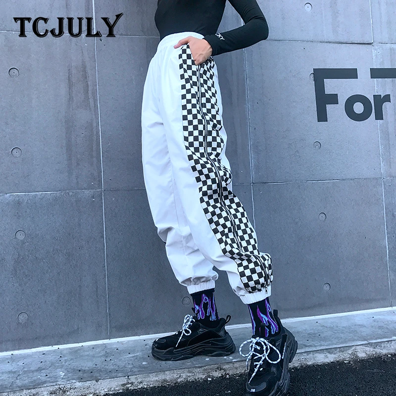 Женские клетчатые брюки TCJULY с высокой талией на молнии | Женская одежда