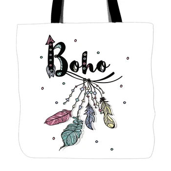 Boho Style Feather Printing Tote Bag For Shopping Travel School Used White Canvas Hand Bags With Double Sided Printing
Boho Style Feather Printing Tote Bag For Shopping Travel School Used White Canvas Hand Bags With Double Sided Printing