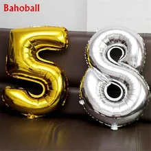 32 pulgadas oro plata número globos de papel de aluminio dígitos globos de aire Feliz cumpleaños boda decoración carta globo evento suministros de fiesta(China)