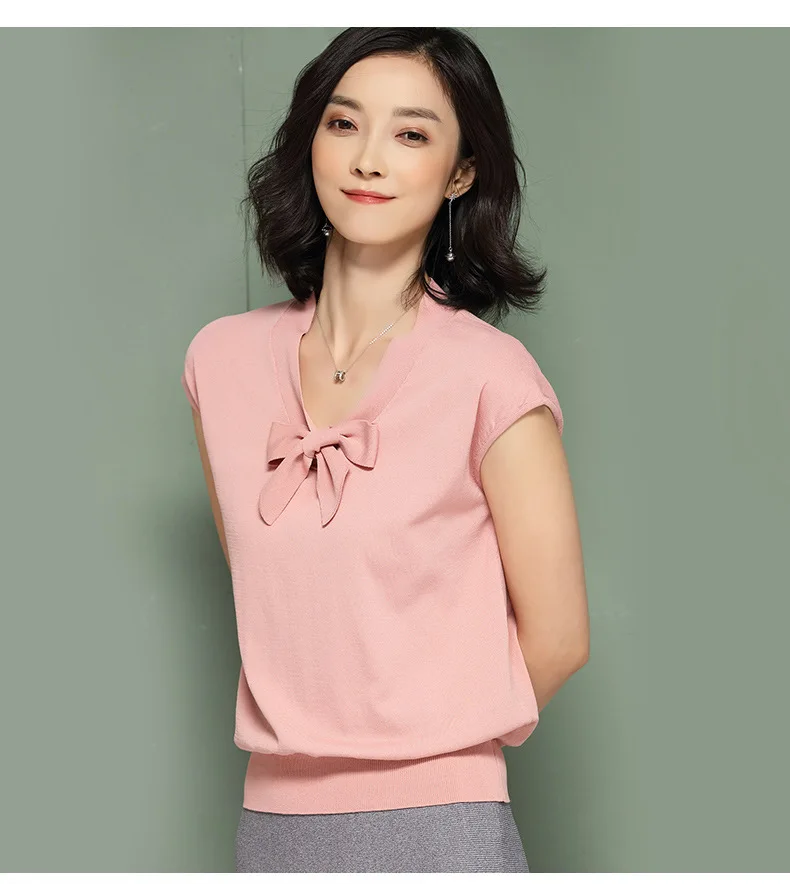 Women short sleeve knitting woman top for spring&summer solid color women blause
Women short sleeve knitting woman top for spring&summer solid color women blause