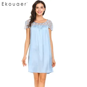 Ekouaer New Nightgown Women Sleepwear Round Neck Split Short Sleeve Night Lace Dress Patchwork Loose Nightdress Sleep Home Cloth
Ekouaer New Nightgown Women Sleepwear Round Neck Split Short Sleeve Night Lace Dress Patchwork Loose Nightdress Sleep Home Cloth