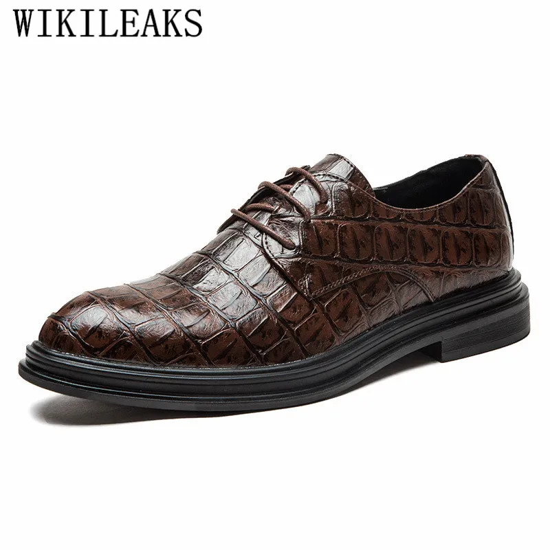 mens dress shoes leather formal shoes luxury brand crocodile shoes zapatos de hombre de vestir formal coiffeur sapatos social