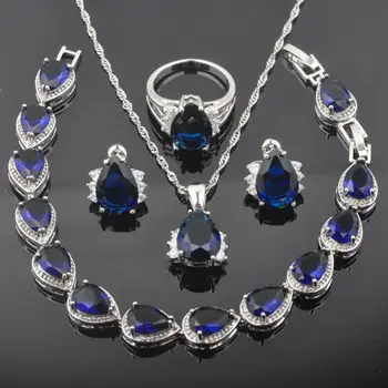 Bridal jewelry Silver Color Blue Zircon Jewelry Sets For Women Gift Bracelet Necklace Pendant Earrings Ring QS0255
Bridal jewelry Silver Color Blue Zircon Jewelry Sets For Women Gift Bracelet Necklace Pendant Earrings Ring QS0255