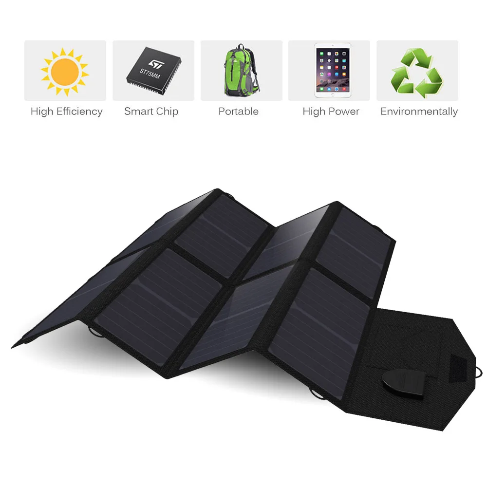 Solar Panel 40W 5V 12V 18V Portable Foldable Solar Panel Charger for iPhone iPad Macbook Cell Phone Car Battery Camping Outdoor
Solar Panel 40W 5V 12V 18V Portable Foldable Solar Panel Charger for iPhone iPad Macbook Cell Phone Car Battery Camping Outdoor