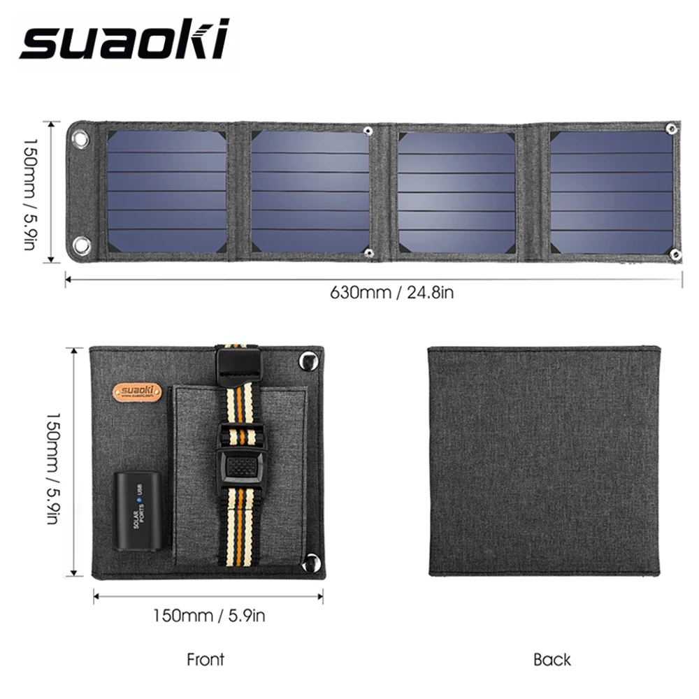 Suaoki 14W Solar Cells Charger 5V 2.1A USB Output Devices Portable Solar Panels for Smartphones Laptop
Suaoki 14W Solar Cells Charger 5V 2.1A USB Output Devices Portable Solar Panels for Smartphones Laptop