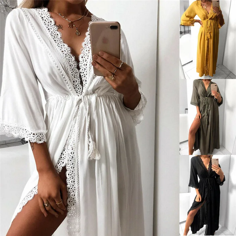 2019 new summer sexy Women Chiffon see-through Bikini long Sundress Swimwear Beach Dress Bathing Suit White Black
2019 new summer sexy Women Chiffon see-through Bikini long Sundress Swimwear Beach Dress Bathing Suit White Black