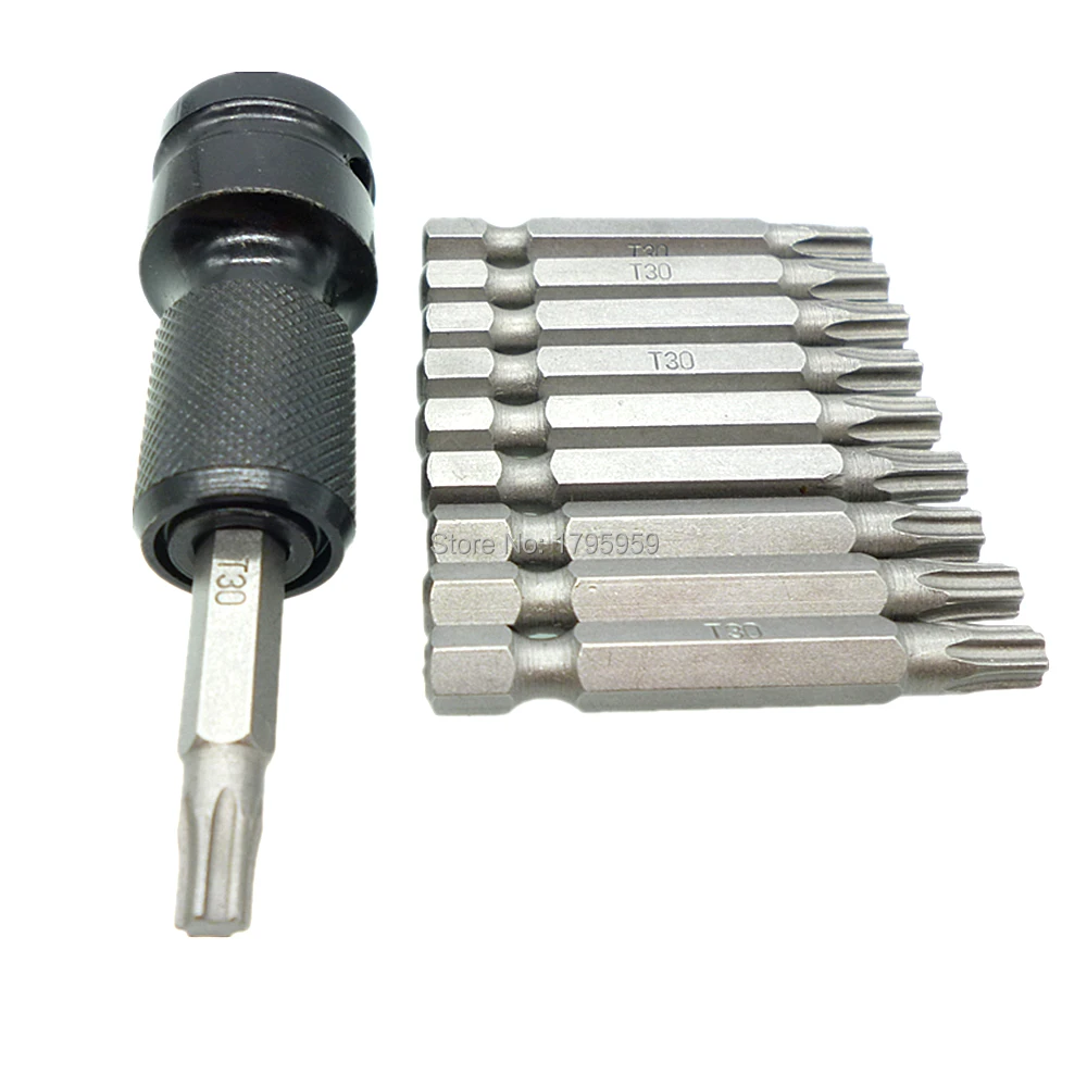 10pcs 50mm Star Head Drive Bits 1/4" Hex Shank T30 Magnetic Torx Screwdriver Bits Set With Quick-Change Socket Adaptor Converter
10pcs 50mm Star Head Drive Bits 1/4" Hex Shank T30 Magnetic Torx Screwdriver Bits Set With Quick-Change Socket Adaptor Converter