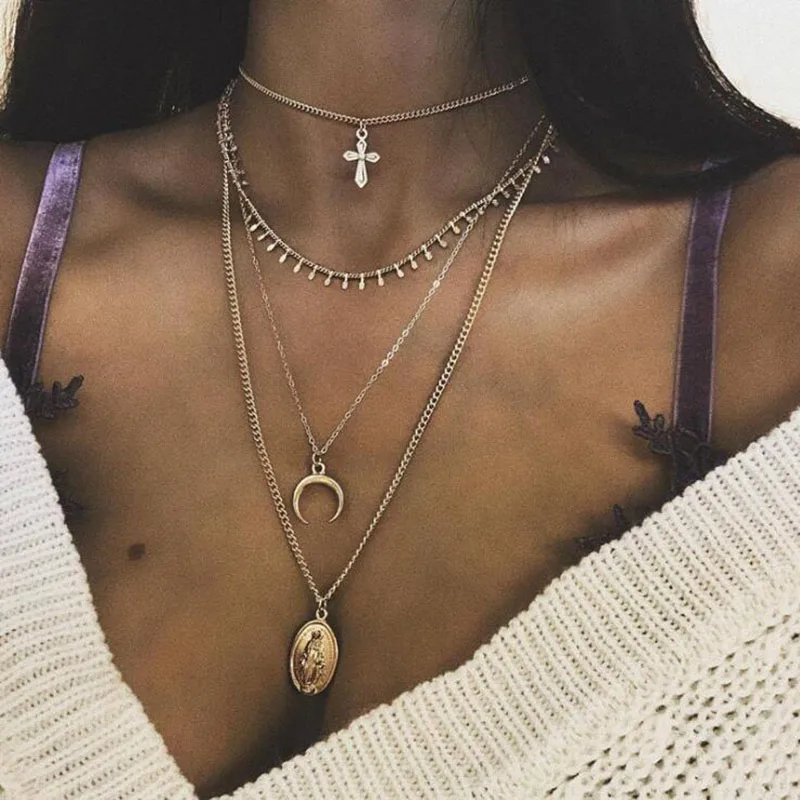 2019 Fashion Long Chain Multi-layered Items Crosses Moons Maria Pendants Necklaces Clavicle Chains Summer Women's Jewelry
2019 Fashion Long Chain Multi-layered Items Crosses Moons Maria Pendants Necklaces Clavicle Chains Summer Women's Jewelry
