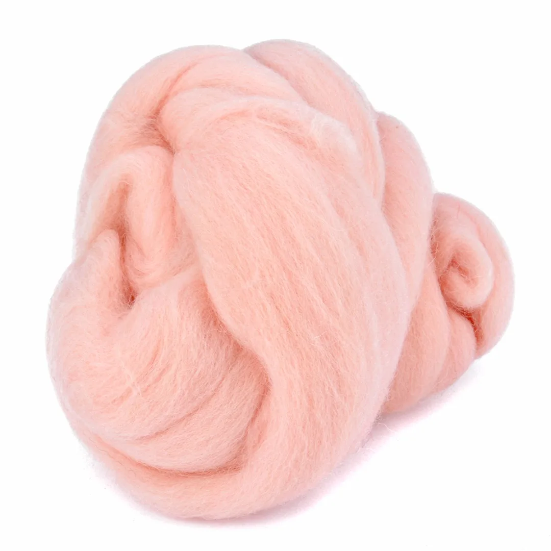 50g Flesh Color Wool Fiber Soft Merino Roving Wool Fibre Dyed Wool Tops For Needle Felting DIY Spinning Sewing Projects