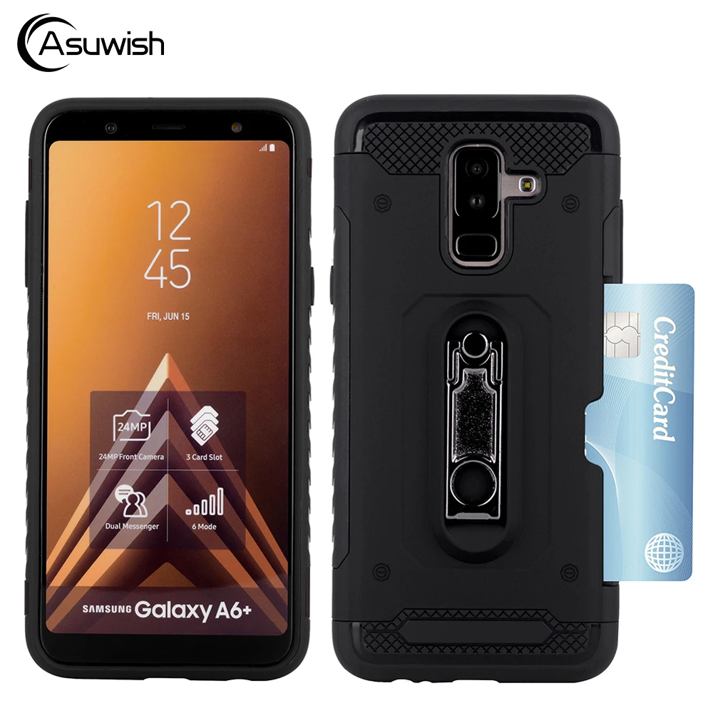 Hybrid Armor Plastic Card Cover Stand Phone case For Samsung Galaxy A6 Plus 2018 + GalaxyA6 A 6 A62018 A6plus SM-A600F SM-A605F
Hybrid Armor Plastic Card Cover Stand Phone case For Samsung Galaxy A6 Plus 2018 + GalaxyA6 A 6 A62018 A6plus SM-A600F SM-A605F
