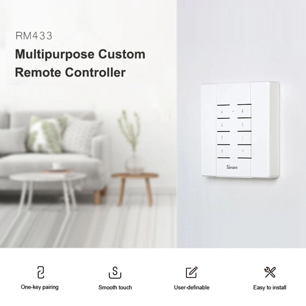 SONOFF RM433 433 MHz RF Remote Control Switch 8 Keys Multipurpose Custom Intelligence Household Appliances Accessories
SONOFF RM433 433 MHz RF Remote Control Switch 8 Keys Multipurpose Custom Intelligence Household Appliances Accessories