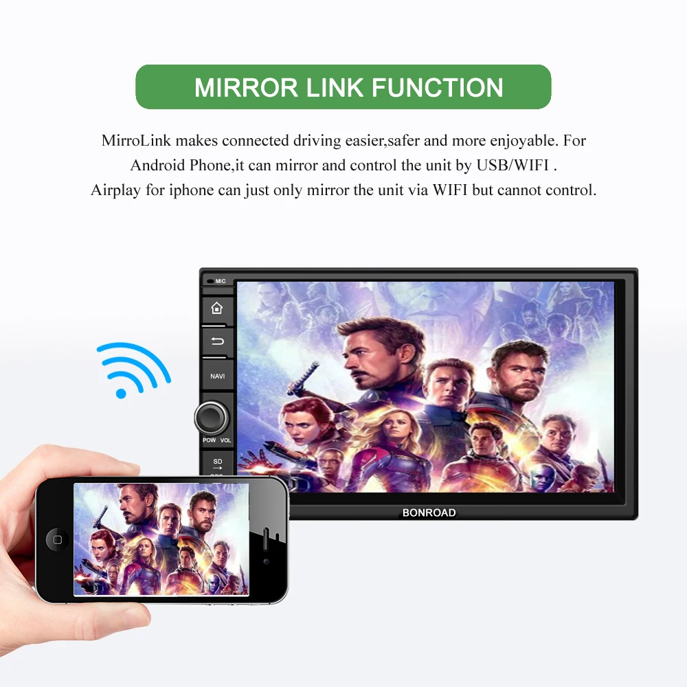 Best Bonroad 7" 2din Android Car Multimedia Player Radio Stereo Video For Nissan For Hyundai For Kia RAM 1G ROM16G 15