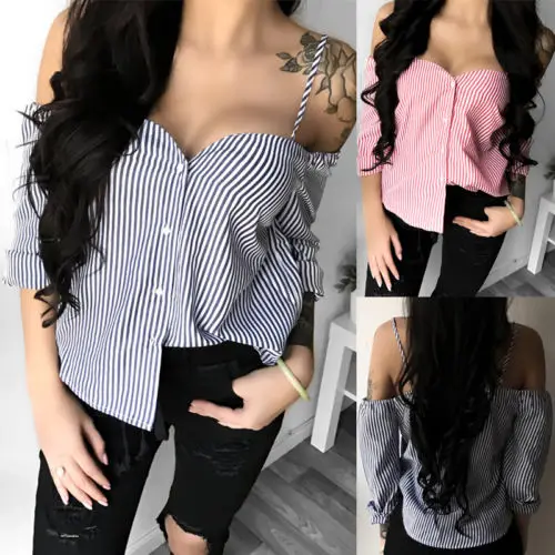 Fashion Women's Ladies Summer Vertical Stripes Buttons Long Sleeve Blouse Loose Casual Blouse Tops Blouse 
Fashion Women's Ladies Summer Vertical Stripes Buttons Long Sleeve Blouse Loose Casual Blouse Tops Blouse