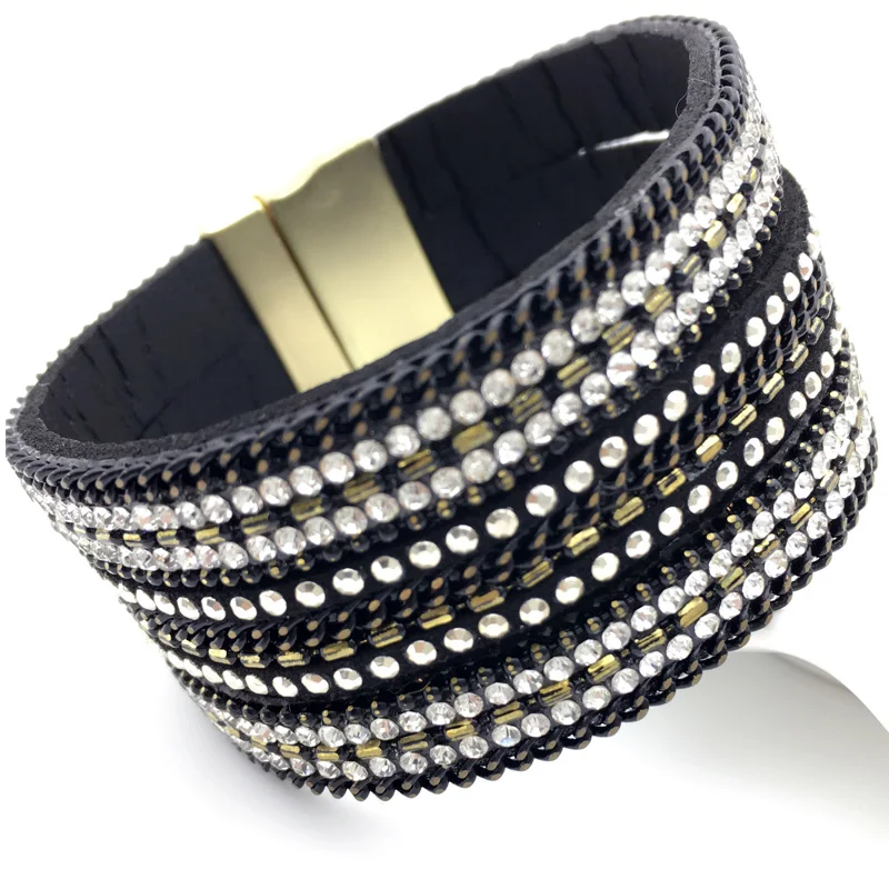 LEMOER Trendy Fashion Luxury Sparkling Crystal Leather Bracelets Bangles with Wide Magnetic Wristband bileklik Jewelry For Women
LEMOER Trendy Fashion Luxury Sparkling Crystal Leather Bracelets Bangles with Wide Magnetic Wristband bileklik Jewelry For Women