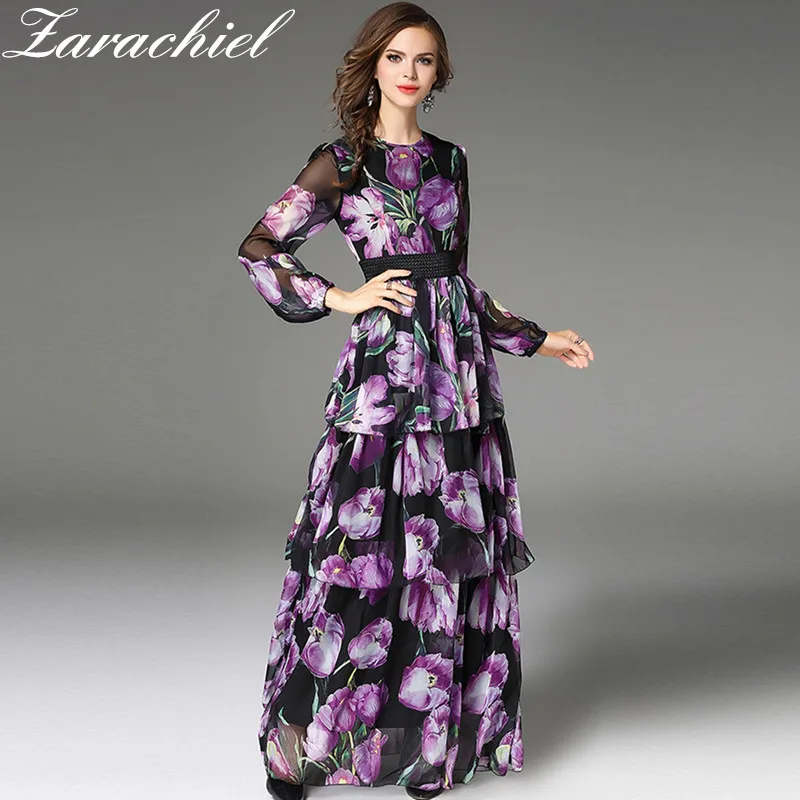 Zarachiel Autumn Women Vintage Floral Print Violet Gown Long Dress Robe Femme Full Sleeve Ruffles Chiffon Layer Cake Party Dress
Zarachiel Autumn Women Vintage Floral Print Violet Gown Long Dress Robe Femme Full Sleeve Ruffles Chiffon Layer Cake Party Dress
