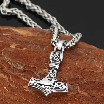 Nordic viking stainless steel rune small thor hammer Mjolnir pendant necklace with valknut gift bag
Nordic viking stainless steel rune small thor hammer Mjolnir pendant necklace with valknut gift bag